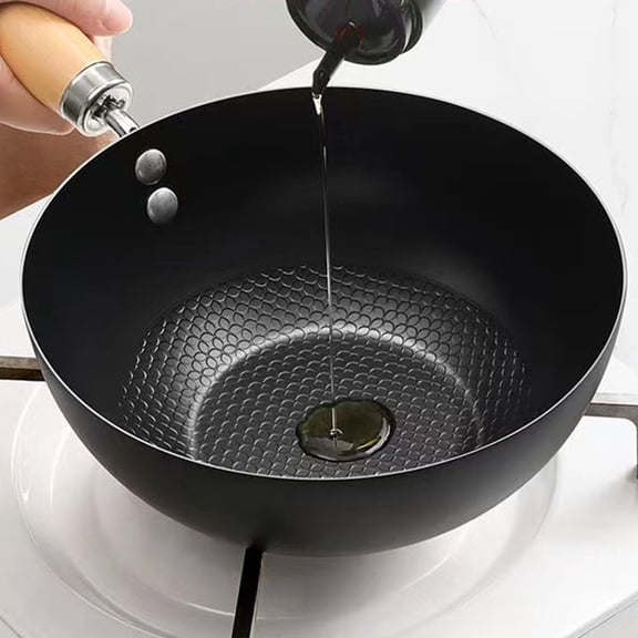 PENIKOKO Small Iron Frying Wok for Gas Stove, Durable Kitchen Cookware for Small Families, 1 Piece