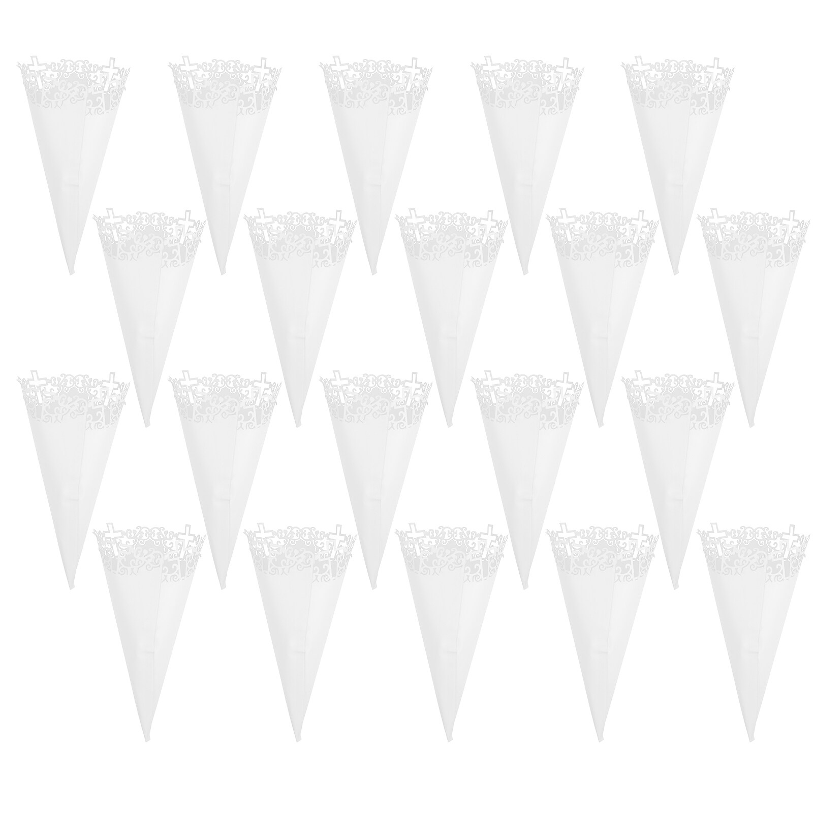 NUOLUX 20pcs Flower Confetti Petal Cone Wedding Confetti Holder Hollow