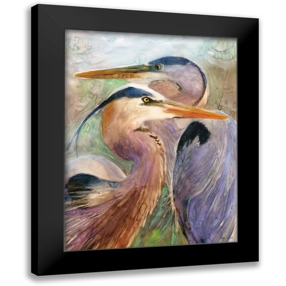Stellar Design Studio 12x14 Black Modern Framed Museum Art Print Titled - Blue Heron Duet