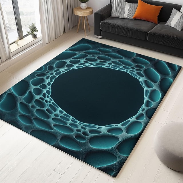 Area Rug 8x10 ft Abstract Honeycomb Pattern Washable Rugs, Soft Non-Slip Faux Wool Rug for Living Room, Bedroom, Farmhouse, Dining Room, Office, Home Decor Carpet