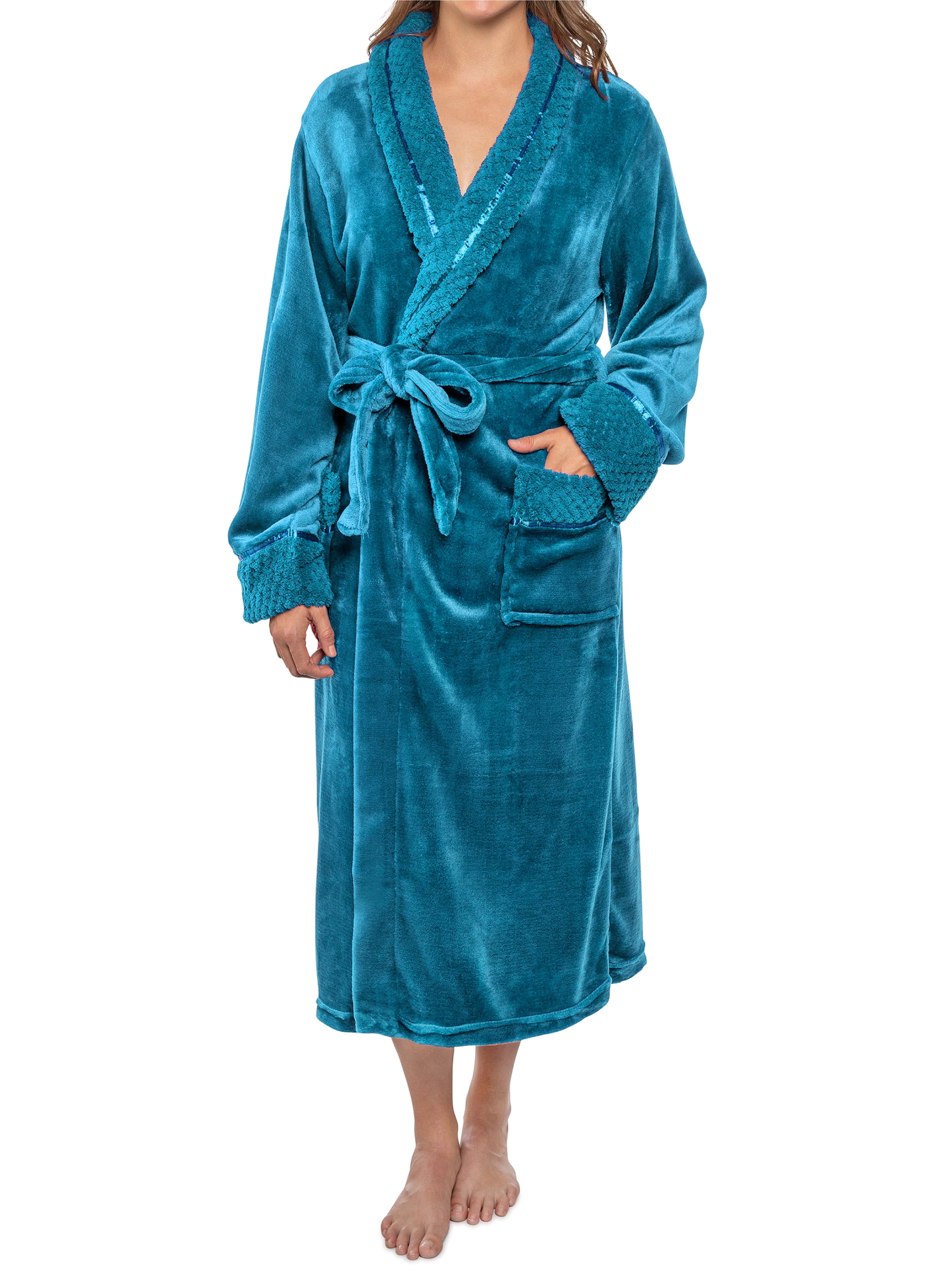 Pavilia Deluxe Women Fleece Robe with Satin Trim Luxurious Plush