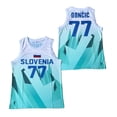thumbnail image 3 of Camisetas de baloncesto Eslovenia 77 DONCIC Jersey Costura bordado Barato Alta Calidad Ropa deportiva al aire libre Blanco Azul Verde, 3 of 5