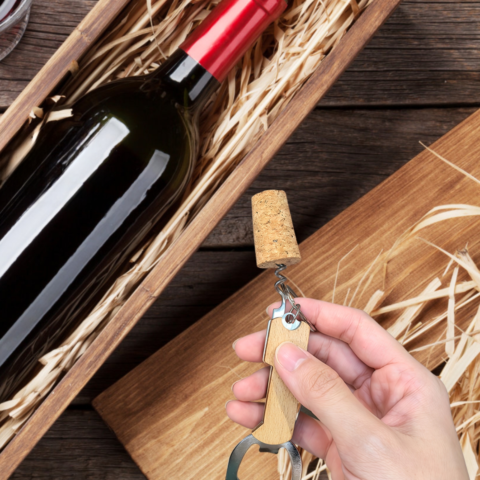 24 Pcs Bottle Opener Keychains, Multi-Function Beer Openers with Wooden Handles & Cutters, Stainless Steel Wine, Beer, and Foil Cutter with Key Ring, Portable for Parties, Camping