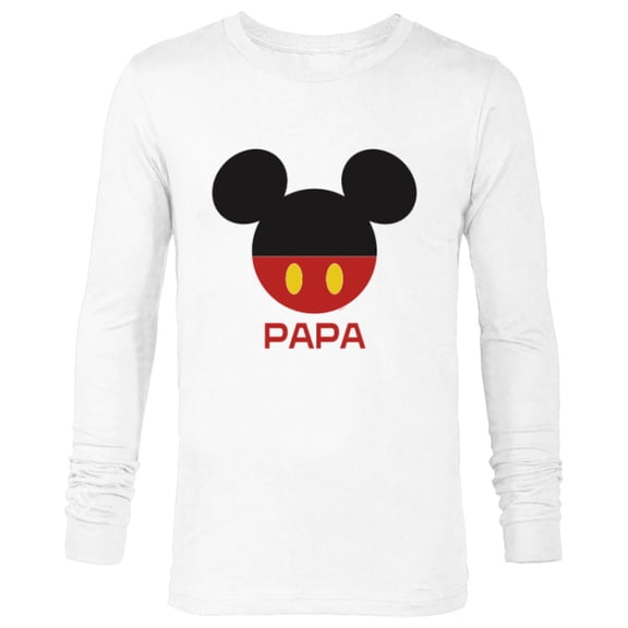 Disney Mickey Mouse Icon Shorts Papa Birthday Father’s Day - Long Sleeve T-Shirt for Men - Customized-White