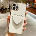 thumbnail image 1 of compatible iPhone 12 Electroplating Love Heart Holder TPU Phone Case Cheap and fine, 1 of 5