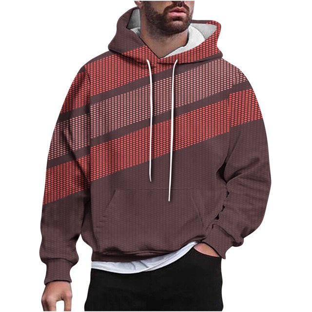 Rbaofujie Chandails en Molleton pour Hommes Mode Décontractée Chandails en Molleton à Capuche Col Rond Imprimé Pull Manches Longues Tops Chandails en Molleton Tendance Chandails à Capuchon