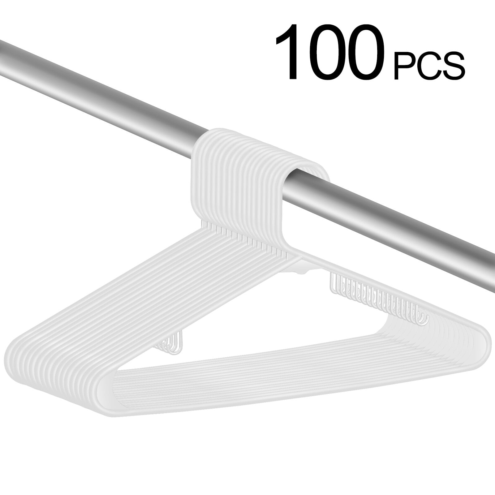 SuperDeal 100 Pcs Premium Plastic Clothes Hangers Non-Slip Suit/Shirt/Pants Organizer White