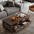 thumbnail image 5 of Costway Coffee Table with2 Drawers & Open Shelf Modern Rectangular Wood Living Room Table Brown, 5 of 9