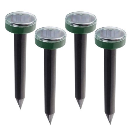 HES 4Pcs Mole Rat Repellent Solar Ultrasonic Repeller Spike Garden Pest Deterrent