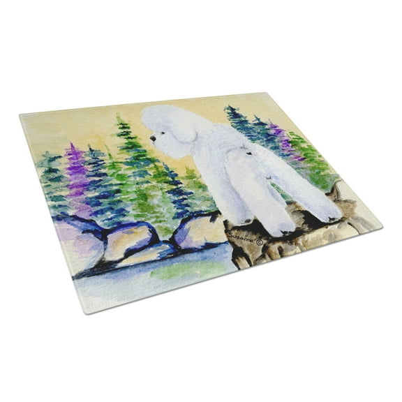 Caroline's Treasures SS8010LCB Bichon Frise Glass Cutting Board Large, 12H x 16W, multicolor