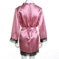 thumbnail image 4 of Women Satin Kimono Bridesmaid Silky Lace Bathrobe Night Gown Robe, 4 of 6