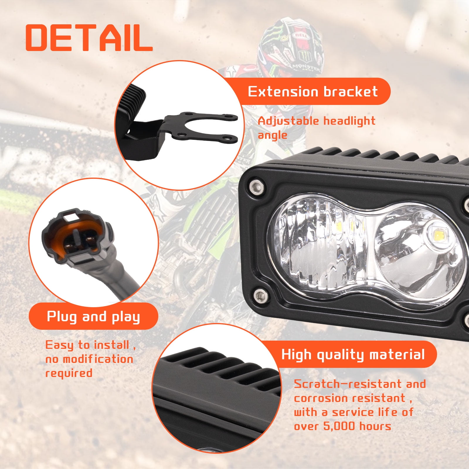 3" Plug & Play LED Headlight Kit Combo Beam for Talaria Sting Sur-Ron Segway X260