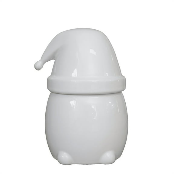 BIDK Home Shiny Ceramic Santa Gnome Christmas Figurine - 7" - White