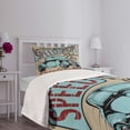 thumbnail image 3 of Ambesonne Nostalgic Quilted Bedspread Set 2 Pcs, Classic Vibes Car Print, Twin Size, Brown Teal Red, 3 of 5