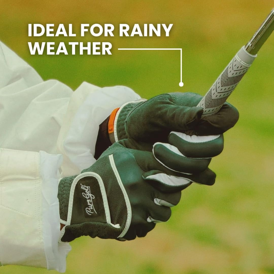 PUR3 Rain Golf Gloves Men & Women | Ball Marker Included | Waterproof Golf Rain Gloves | All Weather and Sweat Control | Pair Both Hands