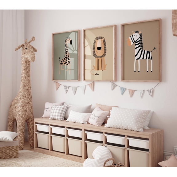 UNFFRAMED Safari Nursery Wall Prints, Boho Nursery Prints, Jungle Animals, Sage Green Nursery Art, Animal Nursery Decor, Animal Prints #64 Set 3 Prints 8x12