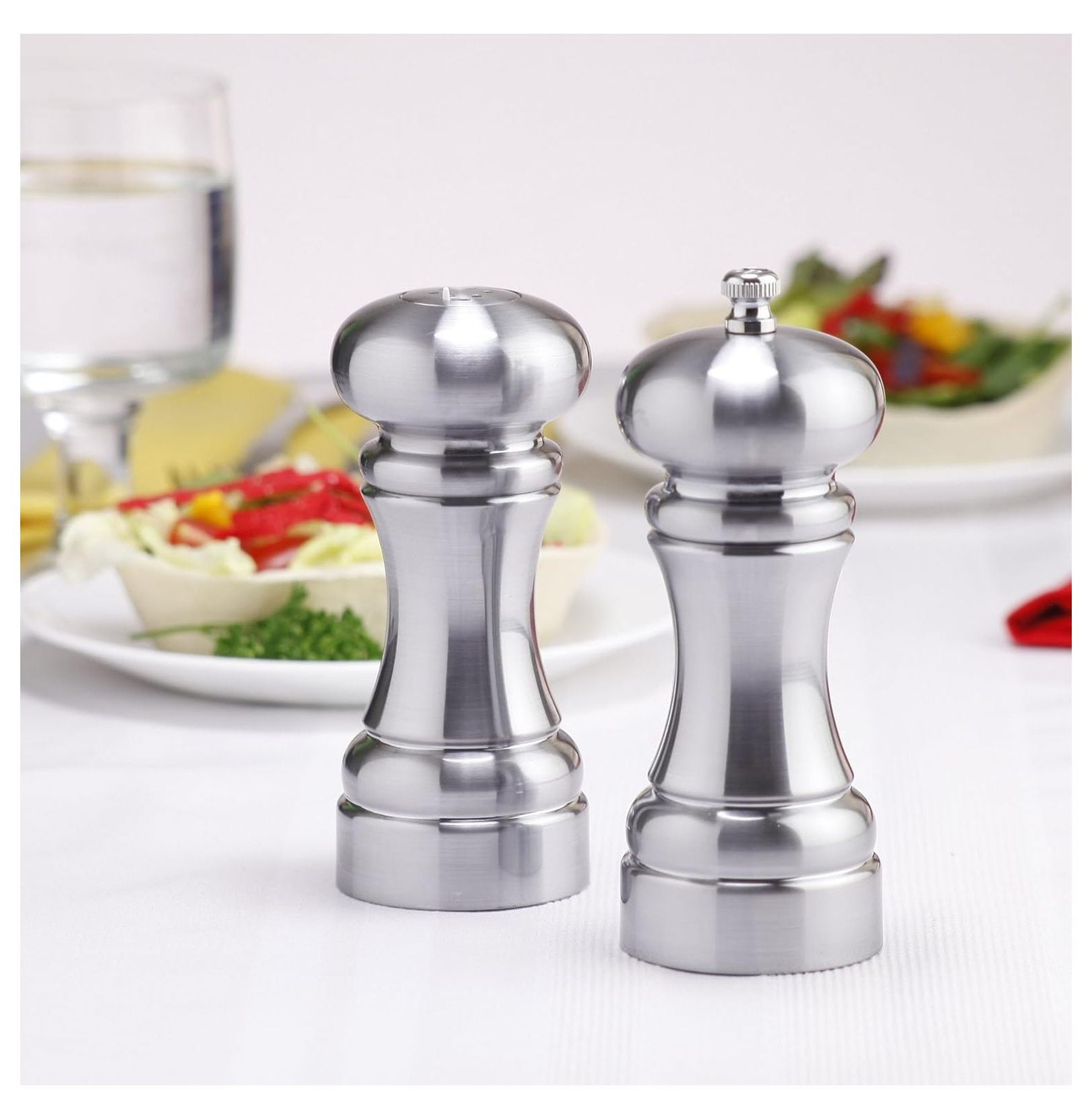 Westin Pepper Mill and Salt Shaker Set - 5 Inch Acrylic Spice Grinder - Adjustable 4-Stage Ceramic Core - Matte Finish Kitchen Tabletop Set