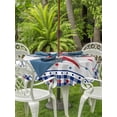 thumbnail image 2 of Outdoor Tablecloth with Umbrella Hole and Zipper, Independence Day Round Table Cloth 54 Inch Waterproof Tablecloth, American Flag Star Wooden Buffalo Check Picnic Table Cover for Patio Camping, 2 of 7
