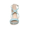 thumbnail image 6 of BLISSFUL STEP Women's Shoes Glitter Crisscross Strap Block Heel Sandals Light Blue 10, 6 of 8