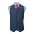 thumbnail image 2 of VBTAPA Men's Formal Vest Business Casual Slim Fit Notch Lapel Suit Vests Vintage Sleeveless Single Breasted Waistcoat with Pockets Blue XXL, 2 of 6