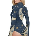 thumbnail image 4 of Whimsical Sun and Moon Women's Mock Turtle Neck Long Sleeve Tops Bodysuit Jumpsuit One Piece Leotards Shirt, 4 of 8