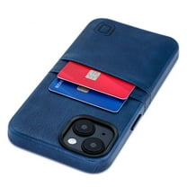 Dockem Card Case for iPhone 14 with Built-in Metal Plate for Magnetic Mounting & 2 Pockets: Exec M2 (Navy)