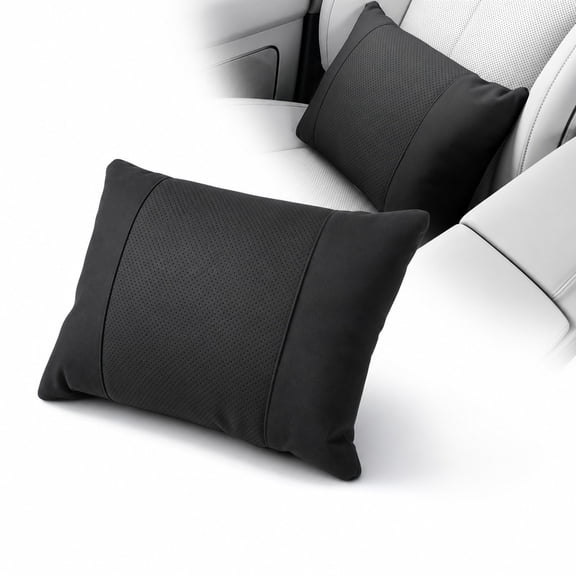 1 Pc Car Lumbar Support Cushion Suede Breathable Seat Back Pillow Black