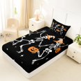 thumbnail image 4 of Manfei Halloween Gothic Skeleton Twin Sheets 3pcs, Festival Pumpkin Bedding, Black Orange White,1 Fitted Sheet, 1 Flat Sheet and 1 Pillowcase, 4 of 5