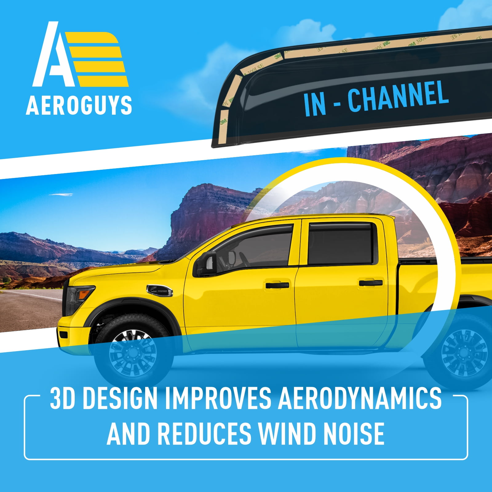 Extra Durable Window Deflectors In-Channel Window Visors Rain Guards Fit for Nissan Titan XD 2016-2024 Crew Cab, Sun Visors, Wind Vent Visors, vent shades, Exterior Car Accessories - 4 pcs. AG0750