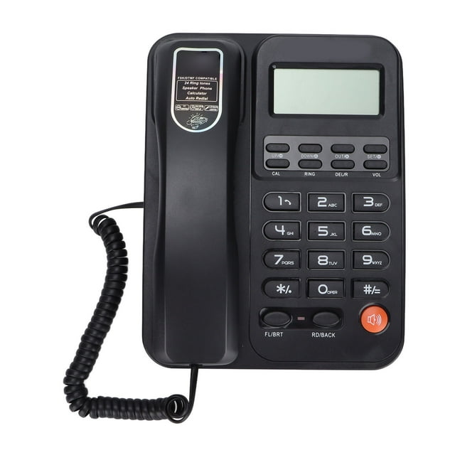 Office Phone, Pre Dial Function Caller ID Office Telephone Extension Interface Semi Hands Free Free Battery for Office Hotel Home Black,White