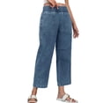 thumbnail image 2 of Elastic High Waist Women Wide Leg Loose Denim Pants Ankle Jeans, 2 of 6