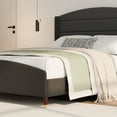 thumbnail image 4 of Queen Bed Frame with Wingback Headboard, Platform Bed Frame with Velvet Upholstered Headboard,  No Box Spring Needed, Gray, 4 of 15