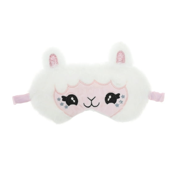 Unique Bargains 1 Pc Portable Cartoon Alpaca Eye Mask for Travel White Fleece
