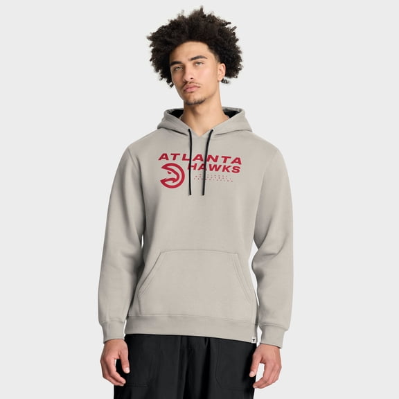 Men's Fanatics Off White Atlanta Hawks Crossover Collection Blocked Shot Premium Pullover Hoodie