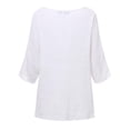 thumbnail image 3 of Uhndy Womens 3/4 Sleeve Cotton Linen Plain Casual T-Shirt Tops Blouses Plus Size-LQ, 3 of 3