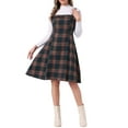 thumbnail image 2 of VESTIDO CON TIRANTES INSPIRADO EN CHIC para Mujeres, Cuello Cuadrado, Vestido Midi A-Line, Overall, S, Azul Marino Verde, 2 of 6