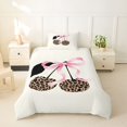 thumbnail image 2 of spefrowx Leopard Print Cherry Twin Duvet Cover for Girls, Pink Watercolor Ribbon Twin Bedding, Black Reversible, 2-Piece, 1 Duvet Cover and 1 Pillowcase, 2 of 6