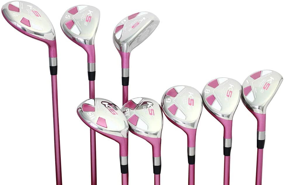 Majek Pink Ladies Golf Hybrids Irons Set New Womens Best All True Hybrid Ultra Light Weight Forgiving Fuchsia Woman Complete Package Includes 4 5 6 7 8 9 PW SW All Lady Flex Utility Clubs - Walmart.com