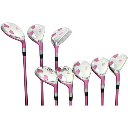 Majek Pink Ladies Golf Hybrids Irons Set New Womens Best All True Hybrid Ultra Light Weight Forgiving Fuchsia Woman Complete Package Includes 4 5 6 7 8 9 PW SW All Lady Flex Utility