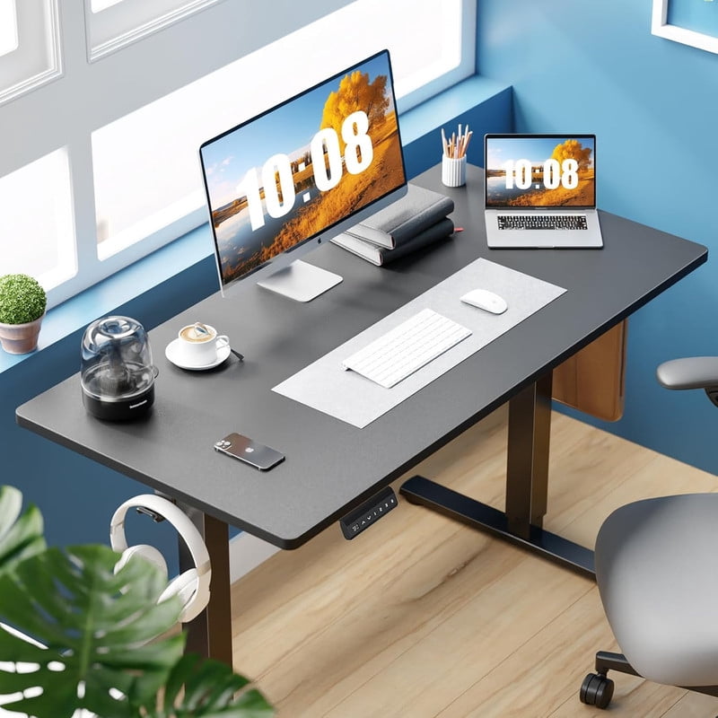 Bigleap Electric Standing Desk 40x24 Inches, Sit Stand Up Desk with 3 Memory Presets, Splice Wood Board, Home Office Computer Workstation (Black)