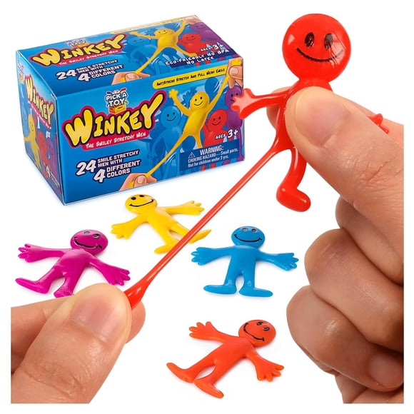 Favores de fiesta de juguete elástico Happy Man - Juego de 24 juguetes de gel sensorial para niños Alivio del estrés Juguetes para autismo TDAH - Juguetes elásticos y pequeños premios y rellenos de ca