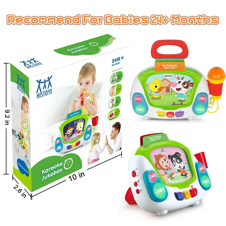Musical Toys for Toddlers Karaoke Machine Kid Jukebox Toddler Karaoke Microphone Toy Music Player with Recording Voice Changing Singing Toys Age 1 2 3