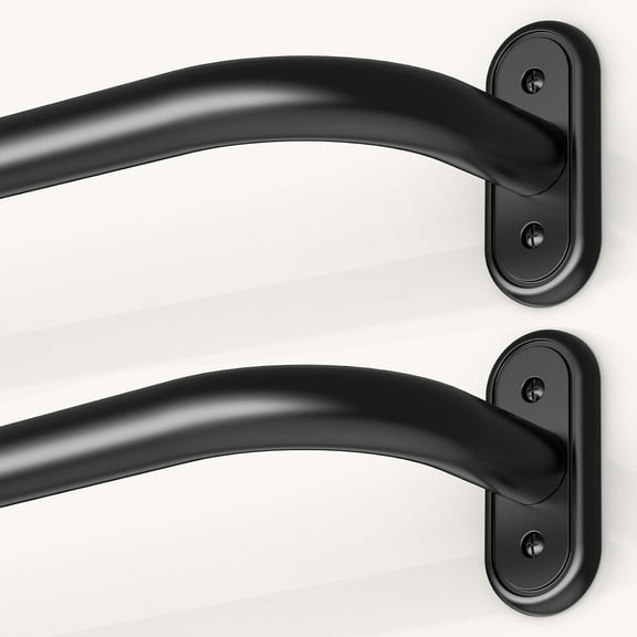 2 Pack Wrap Around Curtain Rods Black, Blackout Heavy Duty Curtain Pole for Windows 28 to 48 Inch, 1" Decorative Room Darkening Curved Modern Drapery Rod (Matte Black)