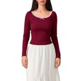 thumbnail image 1 of Gupgi Women Long Sleeve Crop Top Lace Trim Top Spring Slim Fit Basic Tops, 1 of 8