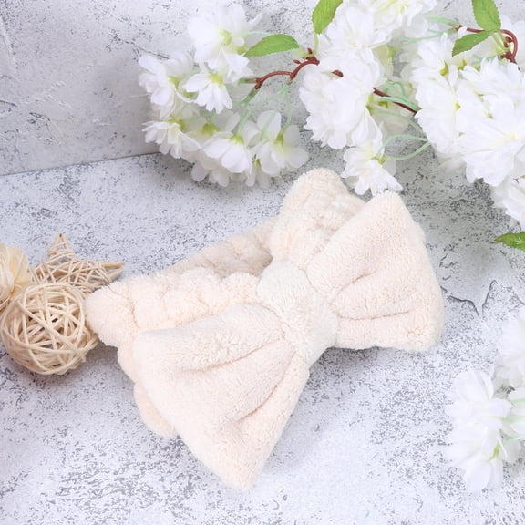 Milisten 2Pcs Breathable Coral Makeup Headband Elastic Bow-Knot Hair Band for Spa and Yoga