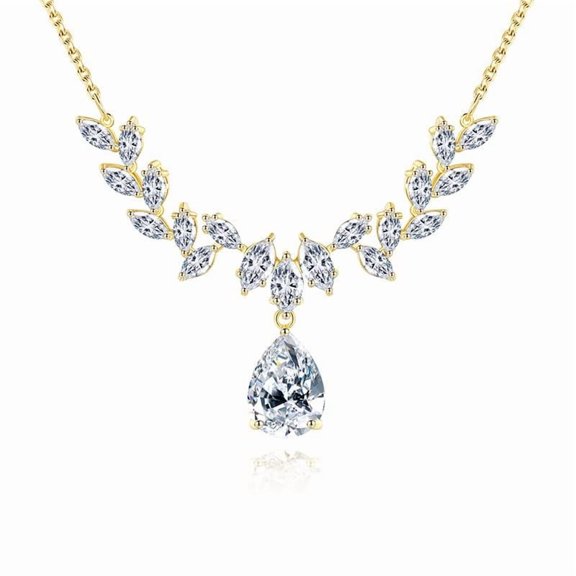 PAENENPH 14K Gold Women's Necklace with Natural Crystal,Dainty Branch-Inspired Water Drop Design Chain Necklace,Chic Fashion Jewelry Gift