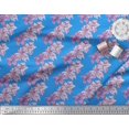 thumbnail image 3 of Soimoi Blue polyester Crepe Fabric Purple Floral Print Fabric by Yard 52 Inch Wide, 3 of 3