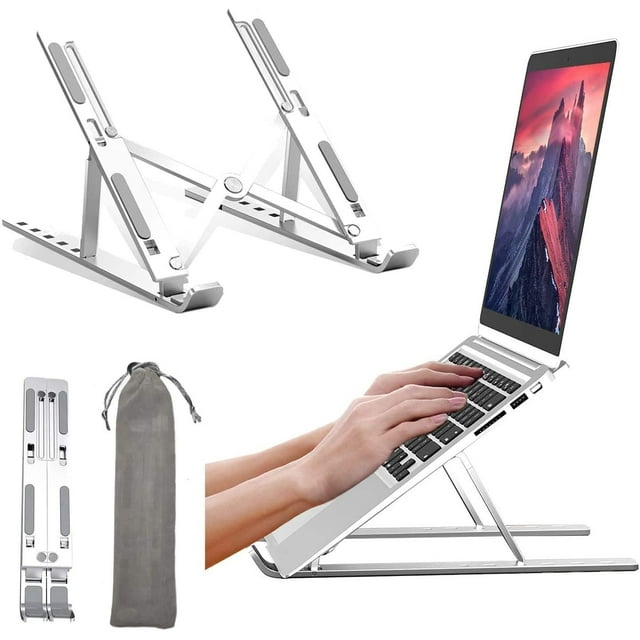 Soporte para Laptop Aluminio, Base para Laptop con 6 Niveles de Altura Ajustable, Diseño Antideslizante y Ventilado, Soporte para Computadora, Compatible con MacBook, Dell, HP, 10-15,6 Pulgadas