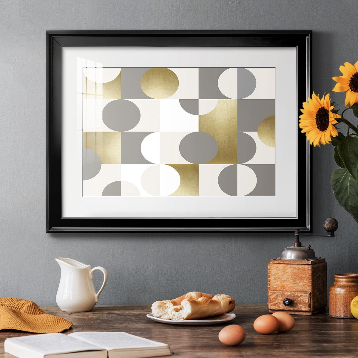 Modern Gold Reflections Premium Framed Print - Ready to Hang