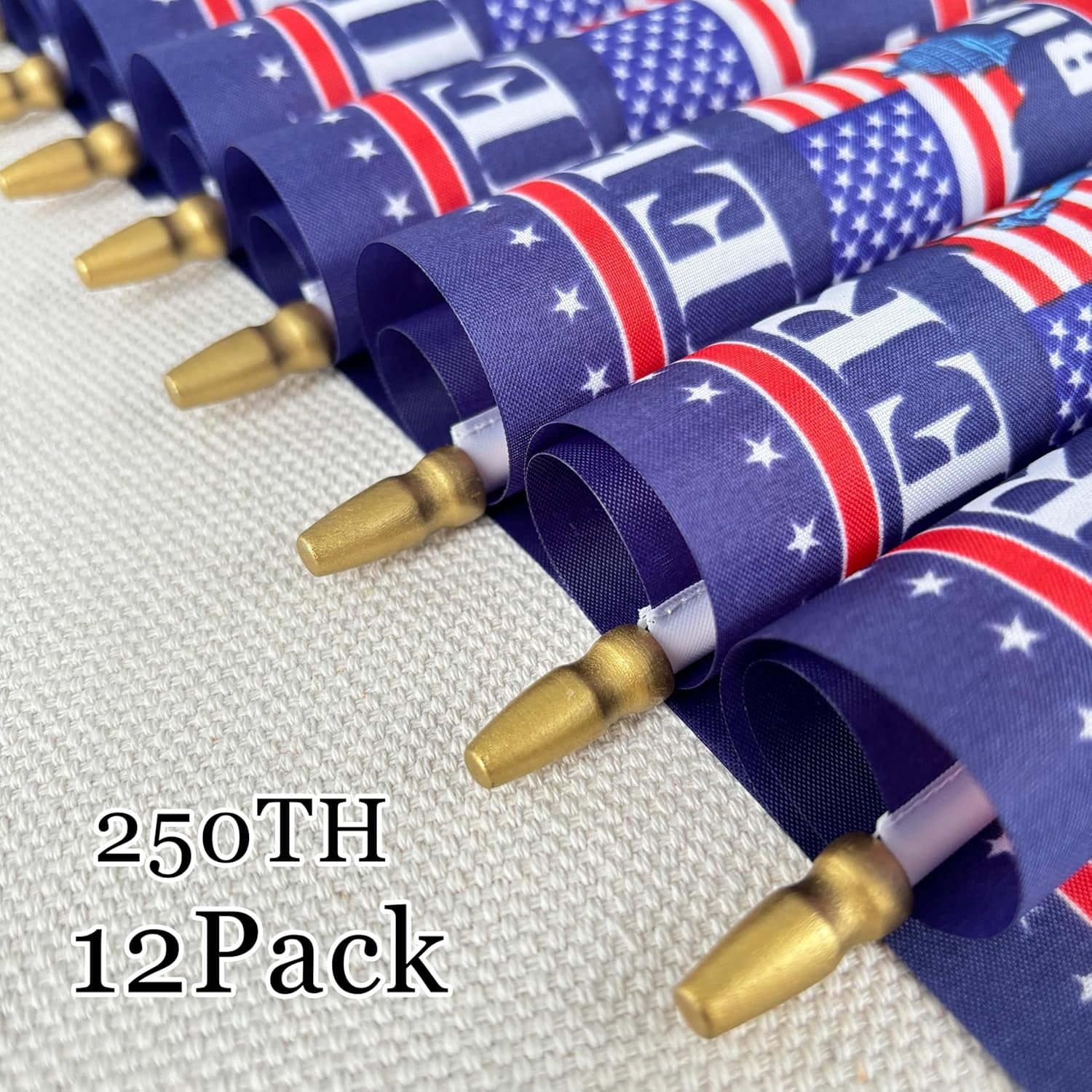 Handheld American Flags, 12 Count 5 x 8 Inch Small USA Flags On Stick, 250th Anniversary Patriotic Decor For 4th Of July Outdoor Celebrations